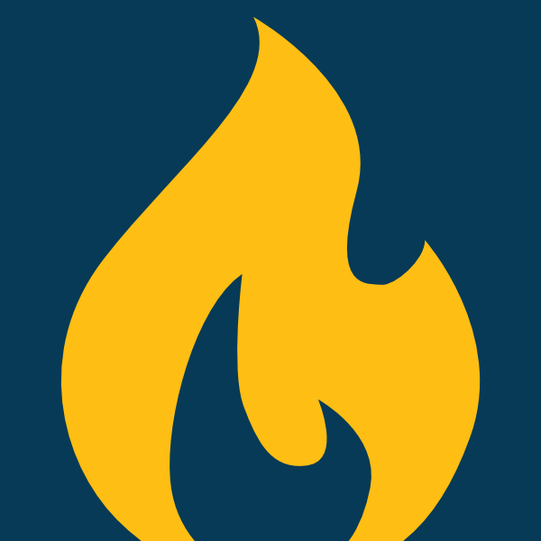 Yellow NJP flame on dark blue background